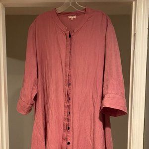 Zuri Kenya 2X Dusty Rose linen dress